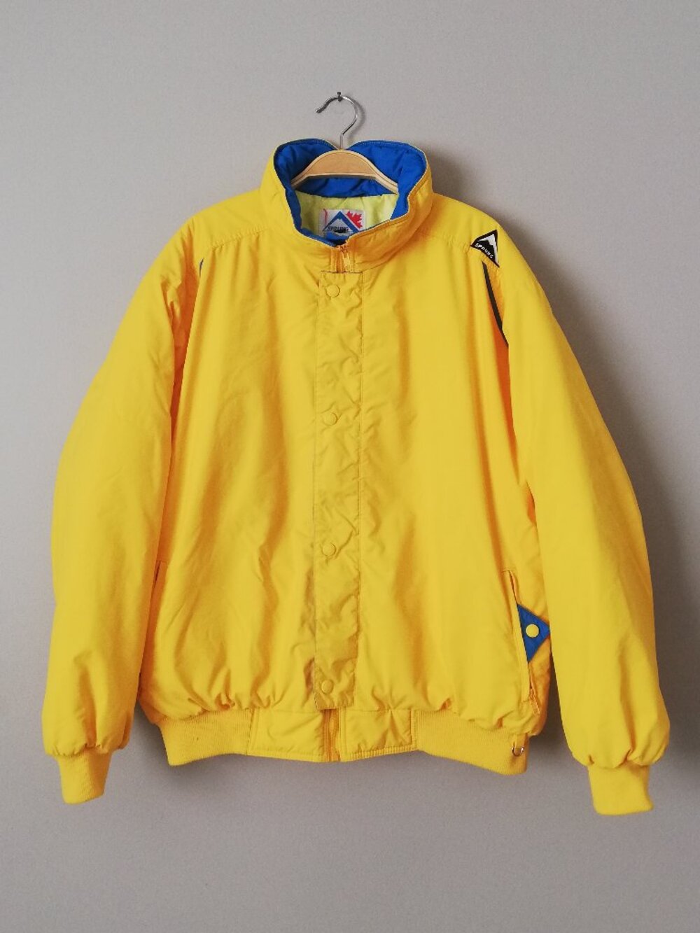 Vintage Sprung Mens Large 42 Ski Jacket Yellow Blue Made In Canada Waterproof